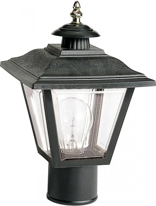 1 Light – 13” Coach Post Top Lantern with Finial; Beveled Acrylic Panels; Black Finish (81|SF77/898)