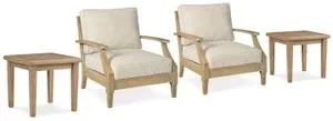 2 Outdoor Lounge Chairs With 2 End Tables