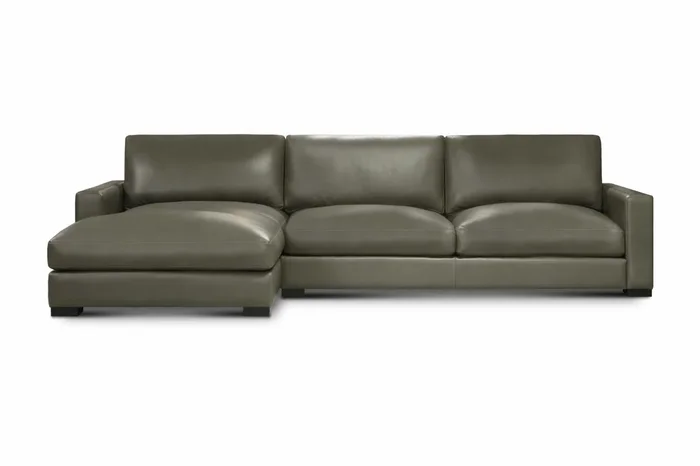2-pc. Contemporary Left-Arm Leather Chaise Sectional Sofa w/Track Arms