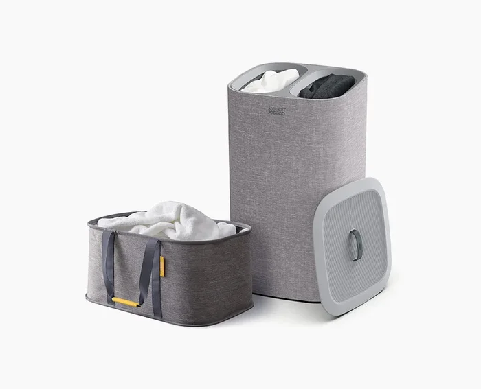 2-piece Gray Laundry Basket Set