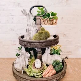 2 Tier Distressed Wood Tray