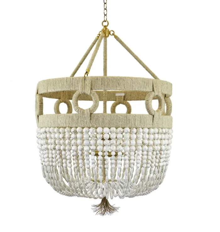 24″ Frankie Malibu Beaded Chandelier – White Swirl Beads