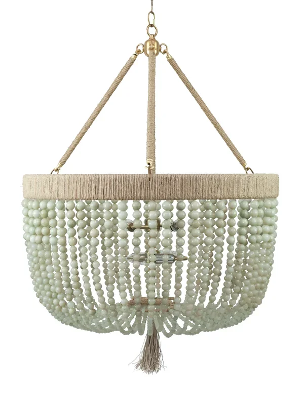 24″ Malibu Beaded Chandelier with Arms – Cloud Jade Beads