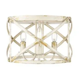 3 Bulb Antique Ivory Iron Flush Mount Ceiling Light