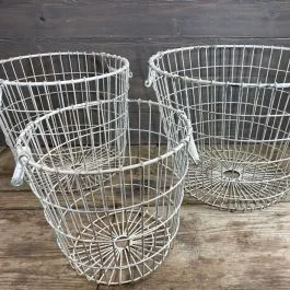 3 Piece Whitewash Farmhouse Laundry Basket Set