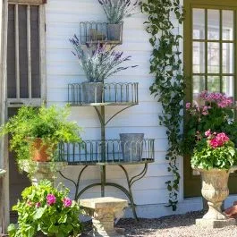 3 Tier Antiqued Garden Shelf Stand