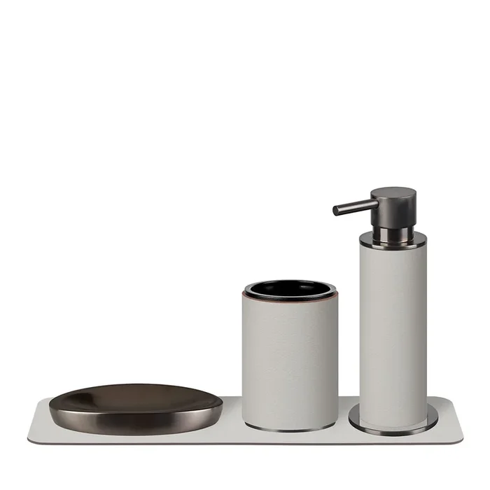 4-Piece Oyster Leather Bathroom Set