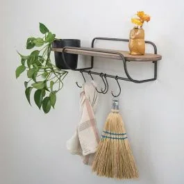 5 Hook Wall Shelf with Planter