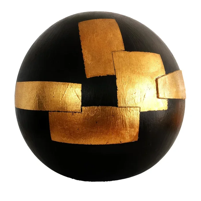 #65 Black Sphere with Gold Leaf Overlay