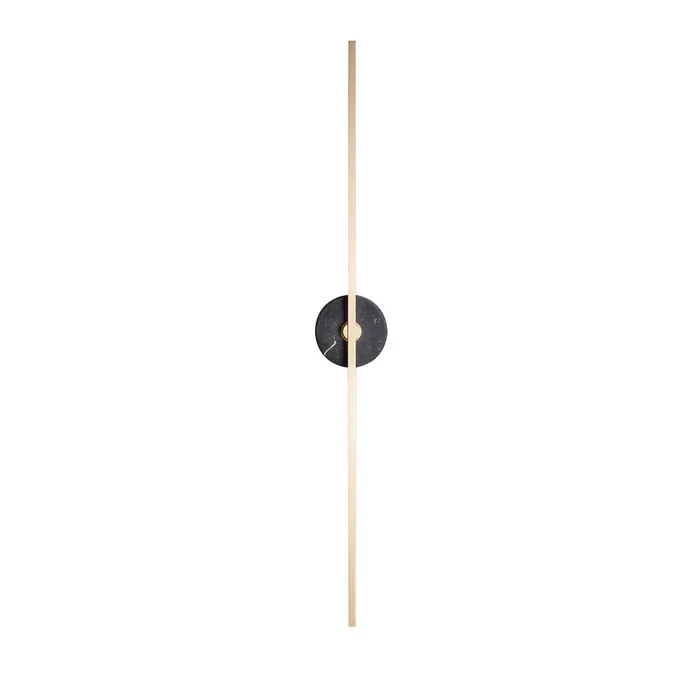 “Essential Grand Stick” Wall Sconce in Satin Brass and Black Marquinha Marble