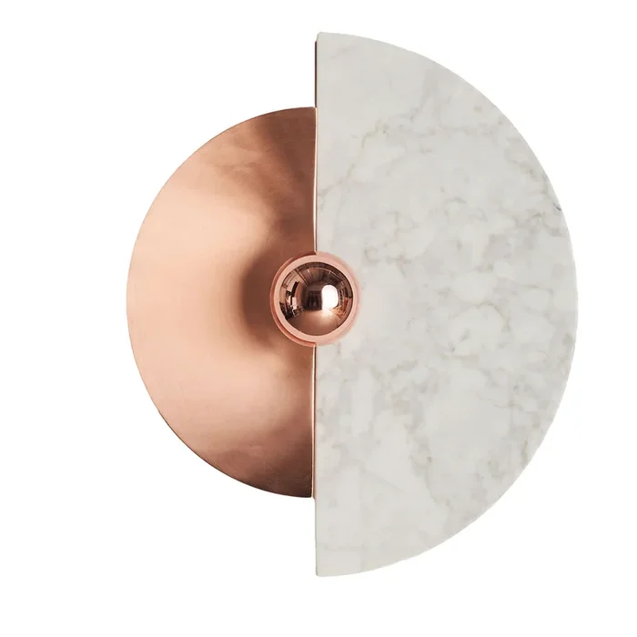 “Levante” Wall Sconce in Satin Copper and Carrara Marble