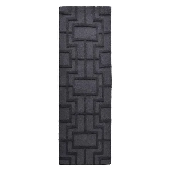 (A481) Crosby St. Black Geometric Line Runner, 2×6