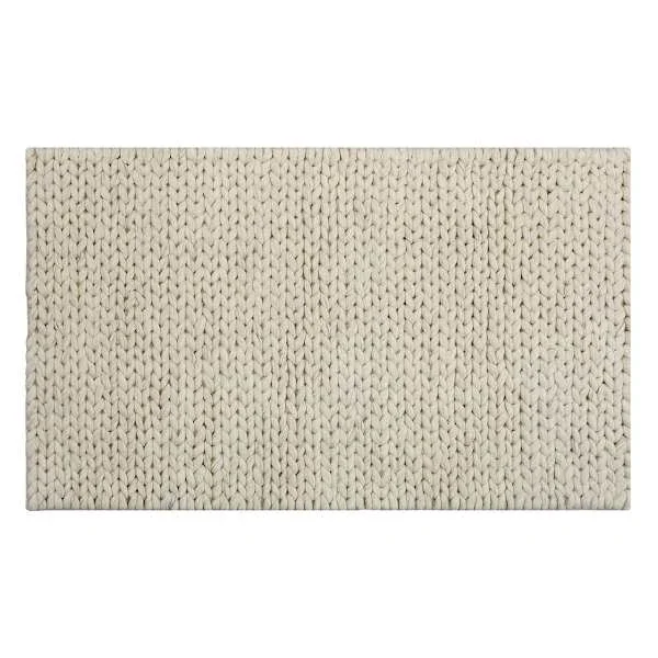 (A494) Ivory Chunky Knit Patterned Accent Rug, 2×4