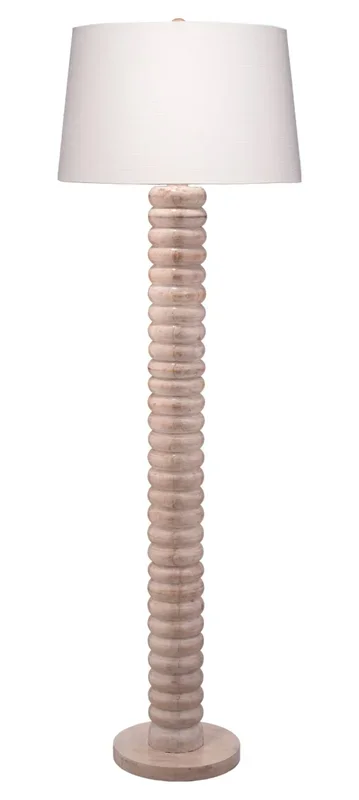 Abacus Mango Wood 1-Light Floor Lamp with Polyester Linen Shade