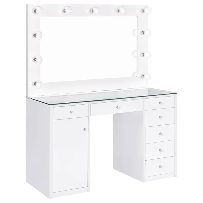 Acena 7-drawer Vanity Set with Lighting High Gloss