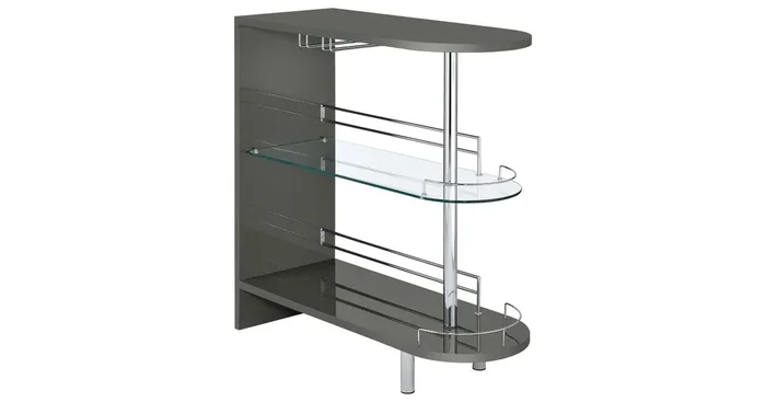 Adolfo Rectangular 2-tier Home Bar Table Grey High Gloss