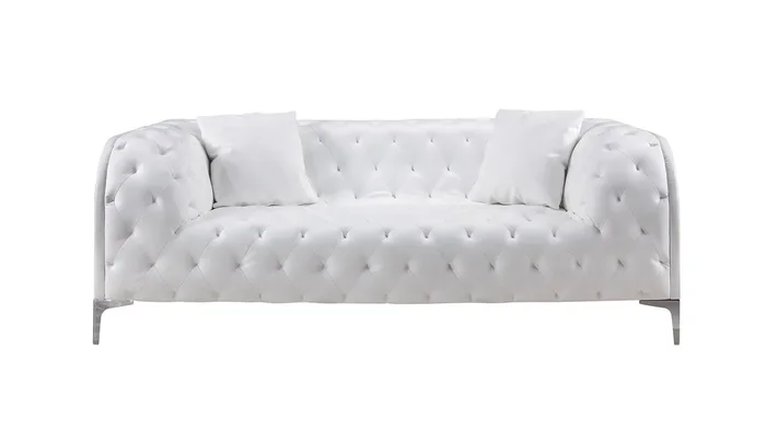 AE-D822 White Faux Leather Loveseat