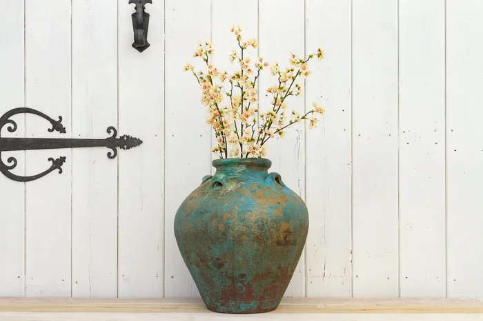 Aged Blue Indo-Chinese Martaban Pot