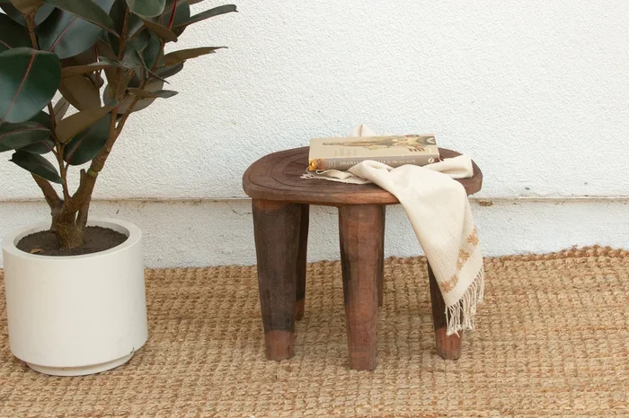 Aged Wood Six-Leg African End Table