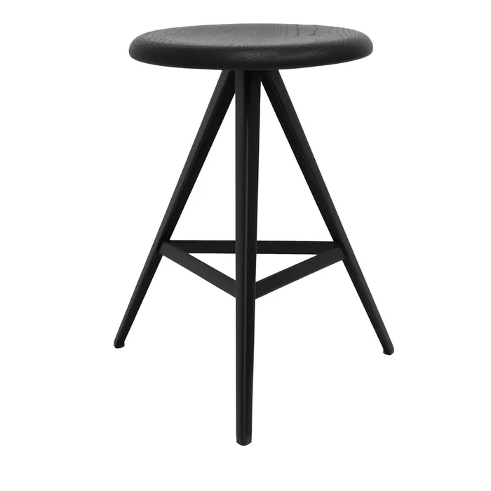 Aky 47 Round Black Ash & Metal Low Stool by Emilio Nanni