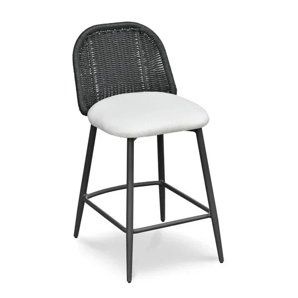 Alexa Black Rattan Performance Fabric Counter Stool