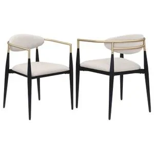 Alexis Fabric Upholstered Dining Arm Chair Beige (set of 2)
