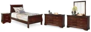 Alisdair Twin Sleigh Bed, 2 Dressers, Mirror and Nightstand
