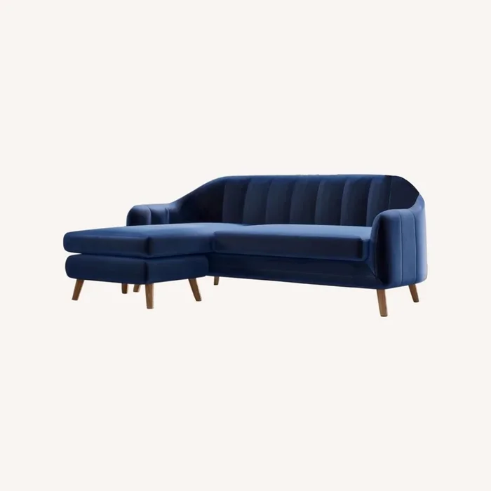 AllModern Desmond Blue Velvet Reversible Section