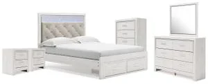 Altyra Queen Storage Bed, Dresser Mirror, Chest and 2 Nightstands