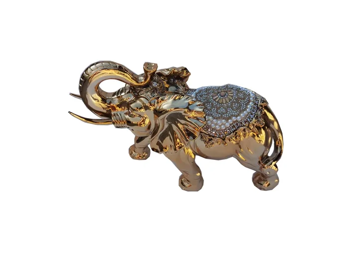 Ambrose Delightfully Extravagant Gold Plated Elephant with Embedded Crystal and Pearl Saddle (11.5L x 5W x 8.5H)