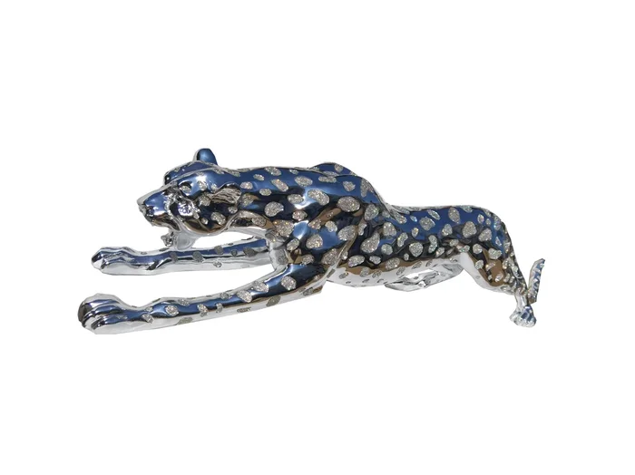 Ambrose Diamond Encrusted Chrome Plated Panther (40L x 8W x 10H)