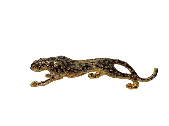 Ambrose Diamond Encrusted Gold Plated Panther (53L x 9.5W x 11H)