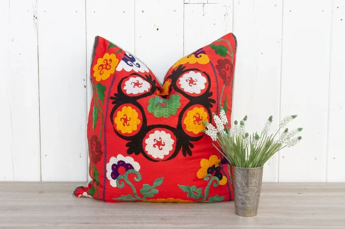 Amira Large Vintage Suzani Pillow