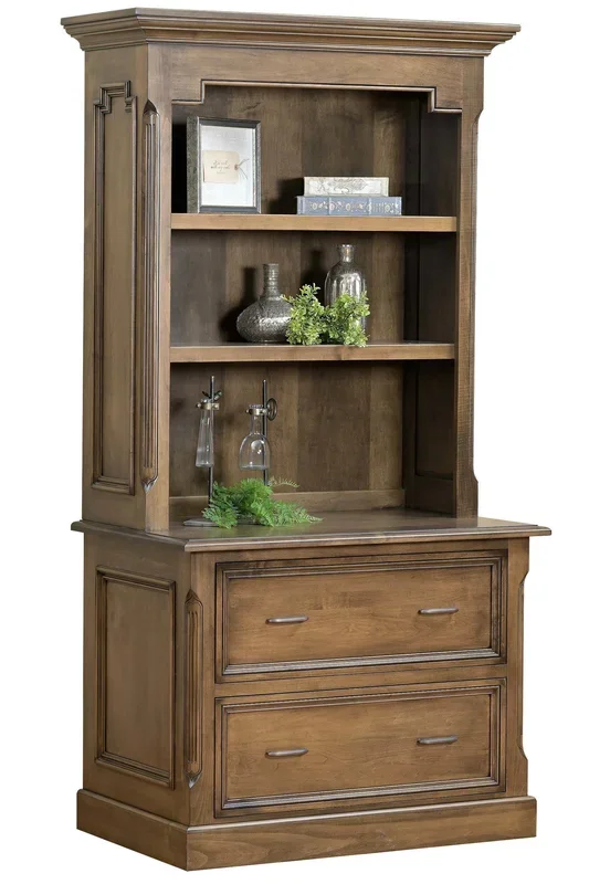 Amish Aspen Lateral File Cabinet with Optional Top Hutch