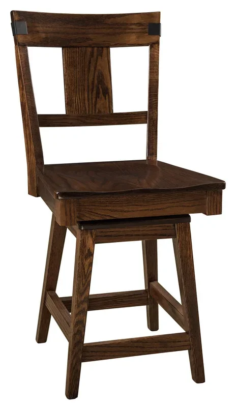 Amish Barcelona Solid Wood Counter and Bar Stool with Swivel