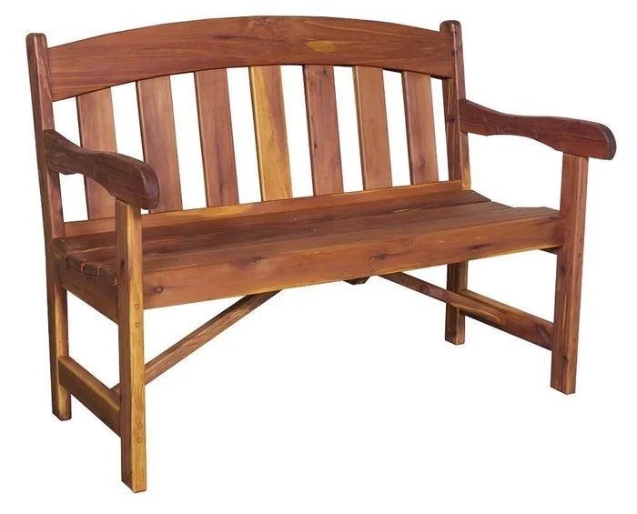Amish Cedar Wood Garden Bench with Arched Back