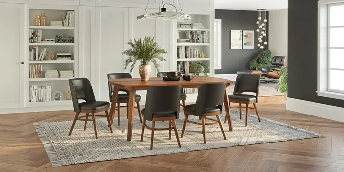 Amish Cherry Bridgewater Mid-Century Modern 7-Piece Dining Set – Quick Ship