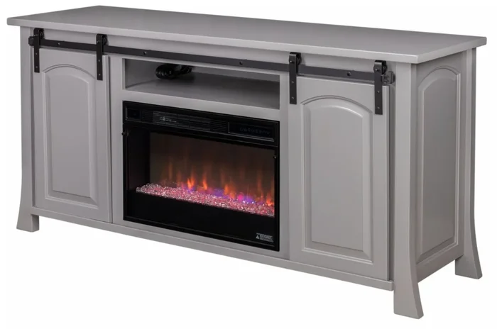 Amish Conrad Fireplace Media Console with Sliding Doors