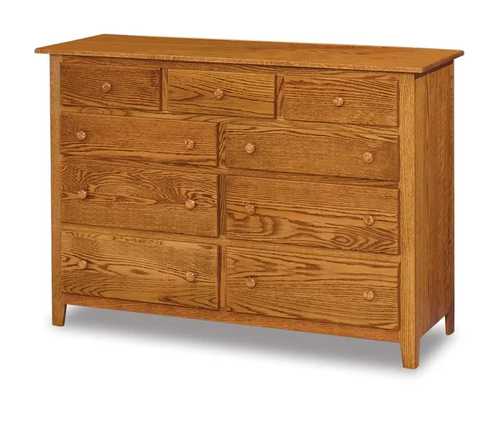 Amish Custom 59″ Wide Shaker Nine Drawer Dresser