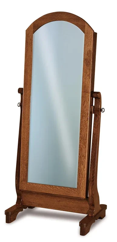 Amish Edna Sleigh Beveled Cheval Mirror with Option of Sliding Jewelry Storage