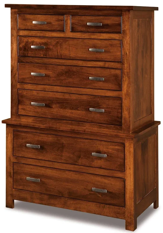 Amish Flush Mission 7-Drawer Chest on Chest of Drawers