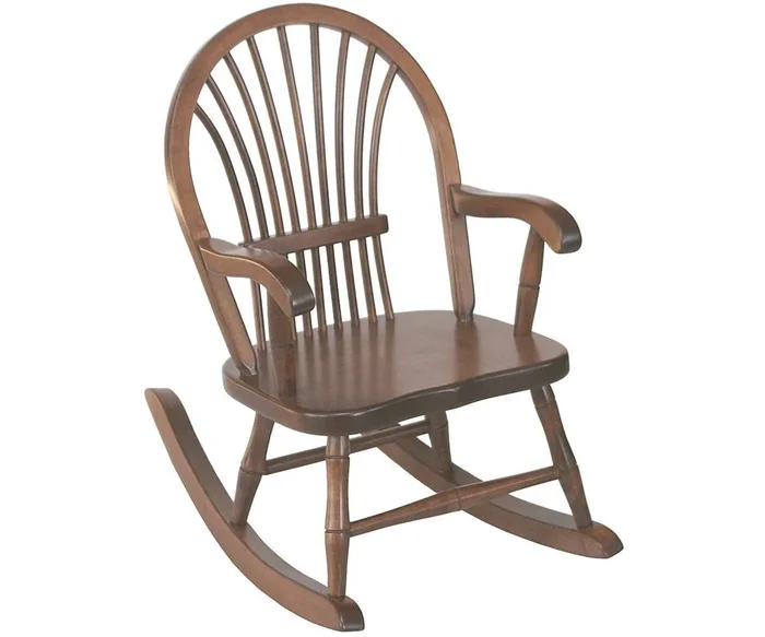 Amish Hardwood Child’s Windsor Rocking Chair with Sheaf Back