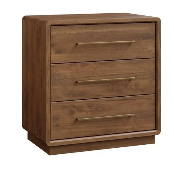 Amish Harlan Modern 3-Drawer Nightstand with Plinth Base