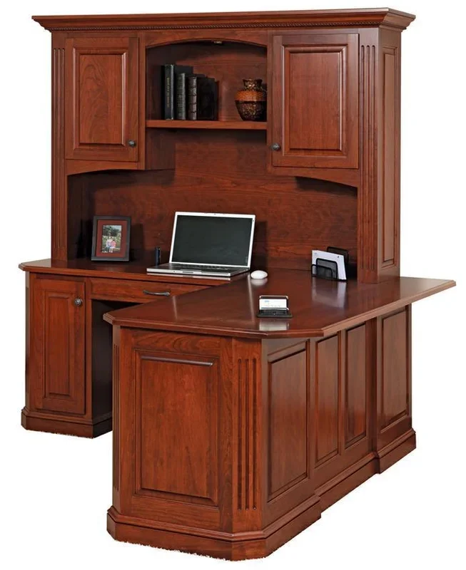 Amish Horizon Corner Desk L-Desk with Optional Hutch Top