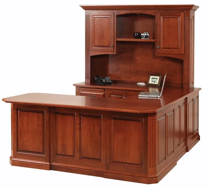Amish Horizon U-Shaped Desk with Optional Hutch Top