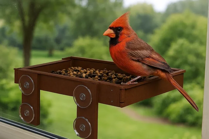 Amish Made Platform Bird Feeder Window Mounted, Eco-Friendly Poly Lumber