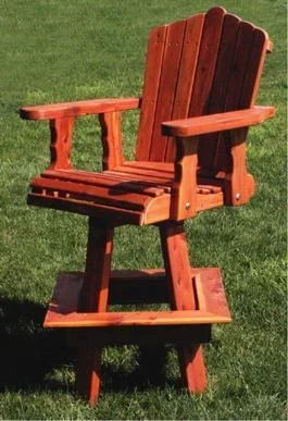 Amish Made Red Cedar Wood Outdoor Swivel Bar Chair