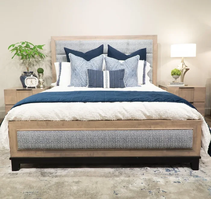 Amish Maple Wood Serenity Modern Upholstered Bed