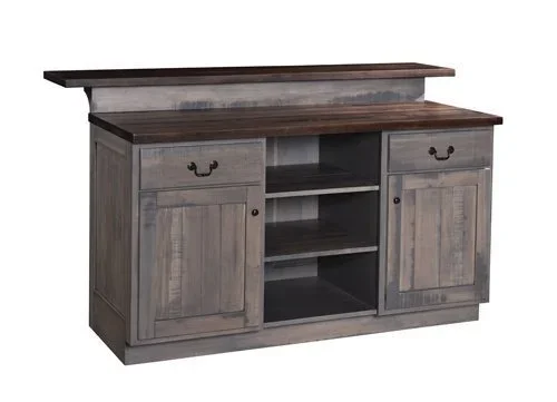 Amish Nero Home Central Bar with Shelves