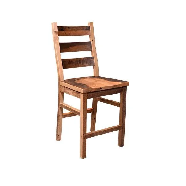 Amish Reclaimed Barnwood Ladderback Counter and Bar Stool